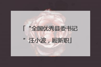 “全国优秀县委书记”汪小波，履新职