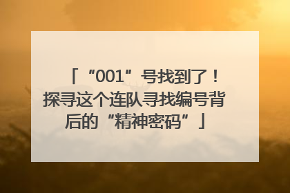 “001”号找到了！探寻这个连队寻找编号背后的“精神密码”