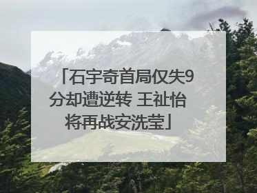 石宇奇首局仅失9分却遭逆转 王祉怡将再战安洗莹