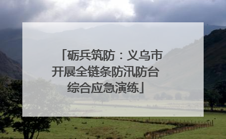 砺兵筑防：义乌市开展全链条防汛防台综合应急演练