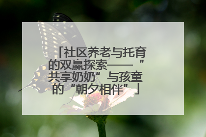 社区养老与托育的双赢探索——“共享奶奶”与孩童的“朝夕相伴”