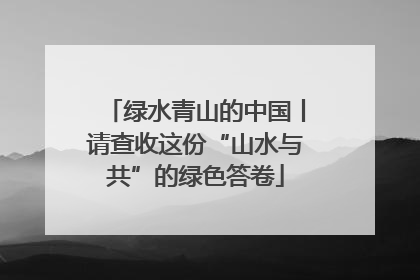 绿水青山的中国丨请查收这份“山水与共”的绿色答卷