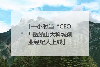 一小时当“CEO”！岳麓山大科城创业经纪人上线