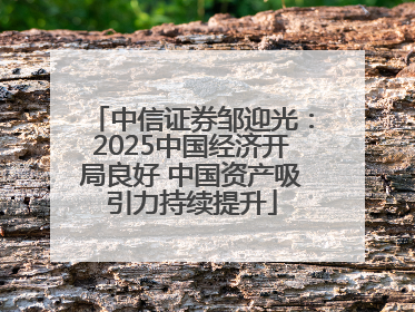 中信证券邹迎光：2025中国经济开局良好 中国资产吸引力持续提升