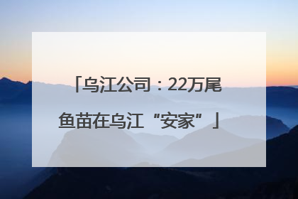 乌江公司：22万尾鱼苗在乌江“安家”