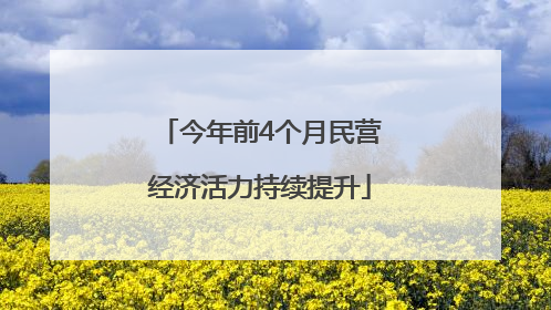 今年前4个月民营经济活力持续提升