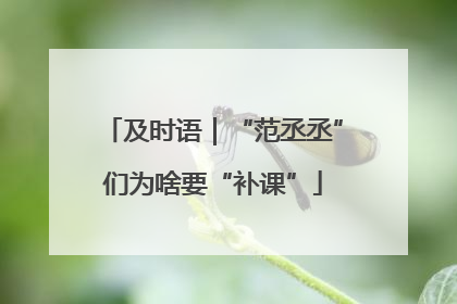 及时语｜“范丞丞”们为啥要“补课”