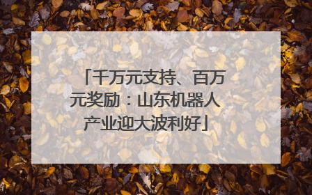 千万元支持、百万元奖励：山东机器人产业迎大波利好