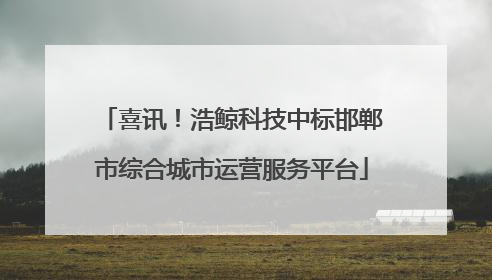 喜讯！浩鲸科技中标邯郸市综合城市运营服务平台