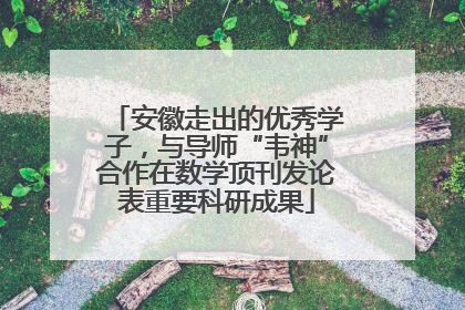 安徽走出的优秀学子，与导师“韦神”合作在数学顶刊发论表重要科研成果