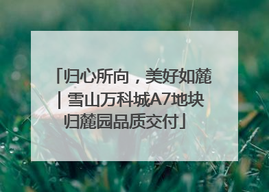 归心所向，美好如麓｜雪山万科城A7地块归麓园品质交付