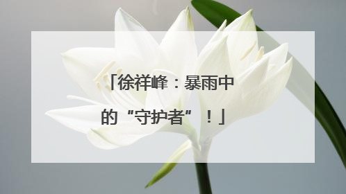 徐祥峰：暴雨中的“守护者”！