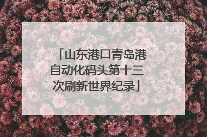 山东港口青岛港自动化码头第十三次刷新世界纪录