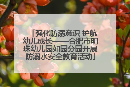 强化防溺意识 护航幼儿成长——合肥市明珠幼儿园如园分园开展防溺水安全教育活动