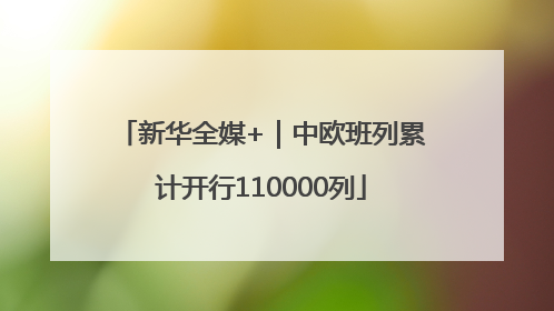 新华全媒+｜中欧班列累计开行110000列