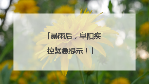 暴雨后，阜阳疾控紧急提示！