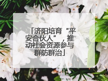 济阳培育“平安合伙人”，推动社会资源参与群防群治