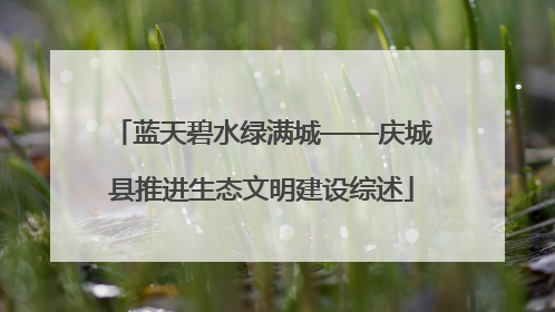 蓝天碧水绿满城——庆城县推进生态文明建设综述