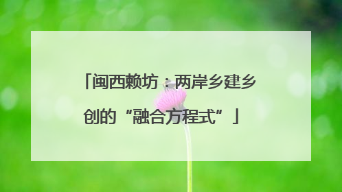 闽西赖坊：两岸乡建乡创的“融合方程式”