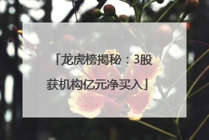 龙虎榜揭秘：3股获机构亿元净买入