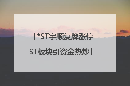 *ST宇顺复牌涨停 ST板块引资金热炒